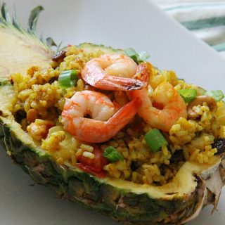 Pineapple Fried Rice in pineapple shell