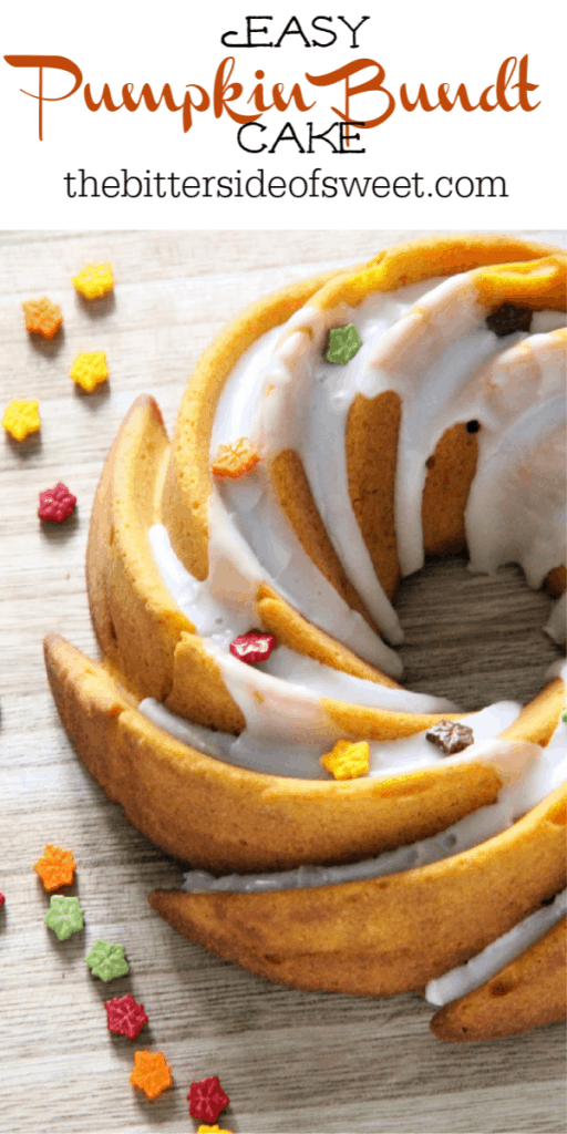 Moist and delicious Easy Pumpkin Bundt Cake is a must to make this fall season! Spiced with a little cinnamon and a lot of pumpkin this cake is simple! Easy Pumpkin Bundt Cake on brown background
