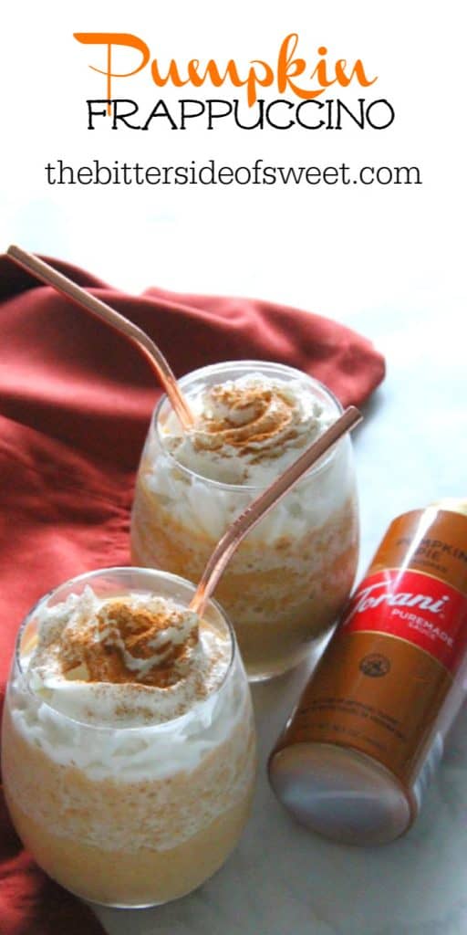 With just a few ingredients you can make your own coffee shop favorite drink! This Easy Pumpkin Frappuccino has all of the flavors of fall! Easy Pumpkin Frappuccino in glass