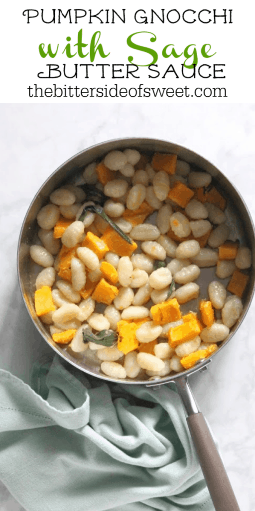 Pumpkin Gnocchi with Sage Butter Sauce will have you licking the bowl! That sauce is so tasty and good! Made with roasted pumpkin, sage and butter! | The Bitter Side of Sweet Pumpkin Gnocchi with Sage Butter Sauce