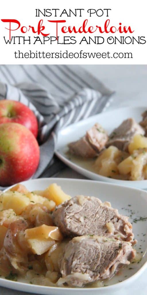Instant Pot Pork Tenderloin with Apples and Onions | The Bitter Side of Sweet Instant Pot Pork Tenderloin with Apples and Onions on white plate