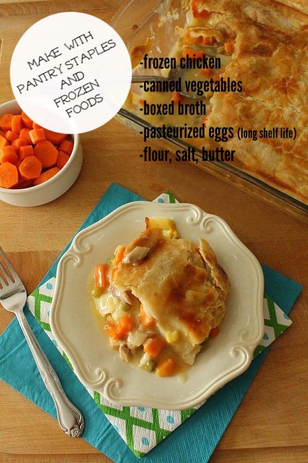Easy Homemade Chicken Pot Pie made with simple pantry staples and a homemade buttery crust for the top of this delicious pie! Homemade Chicken Pot Pie with carrots
