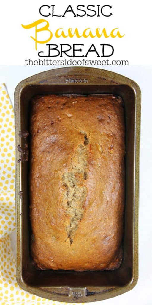 This Classic Banana Bread is so easy to make! With just 2 ripe bananas and a few other ingredients this will be ready in no time! Classic Banana Bread in pan
