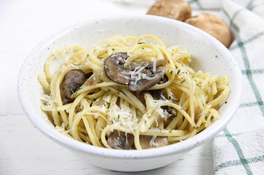 This Mushroom Pasta is one quick and easy vegetarian dinner. You'll make it a few times a week! Made with a few simple ingredients! Mushroom Pasta with mushrooms