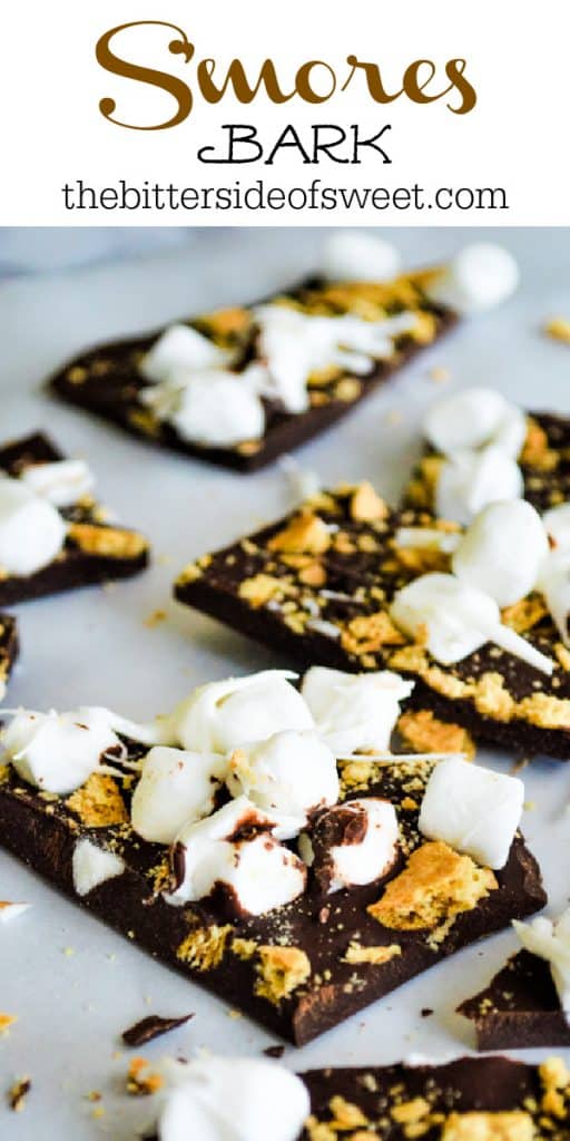 This Easy S'mores Bark has just 3 ingredients and is made in the microwave! Super fun for getting kids in the kitchen with you! S'mores Bark on parchment paper