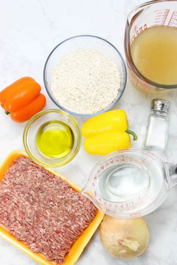 Instant Pot Sausage and Peppers Risotto ingredients