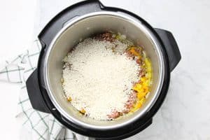 Instant Pot Sausage and Peppers Risotto with rice in pot