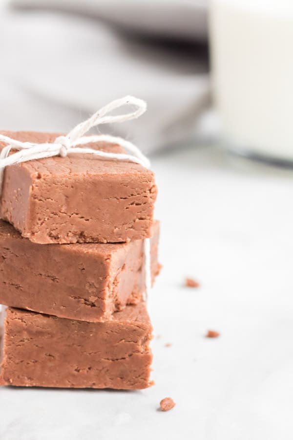 Easy Fantasy Fudge stacked on white background