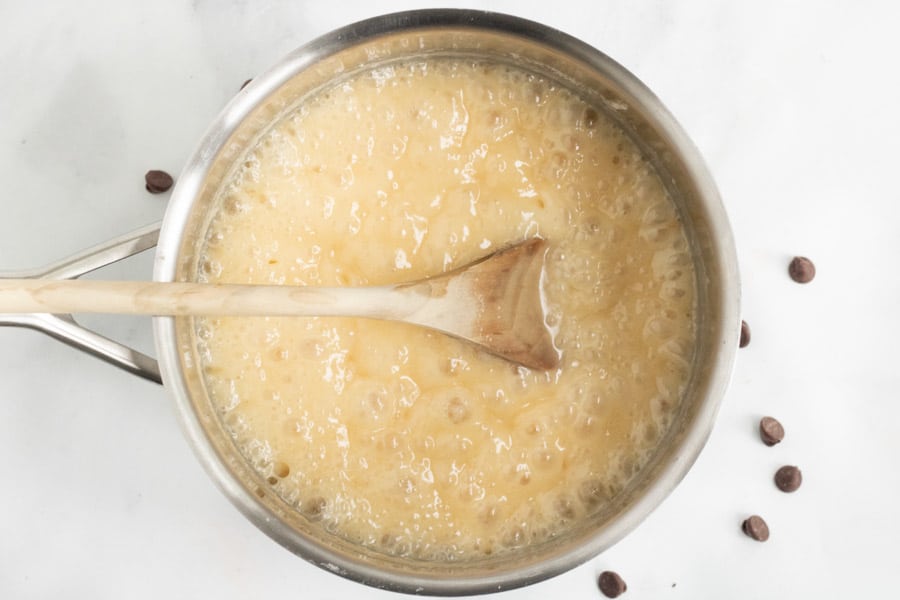 Fudge boiling in pot