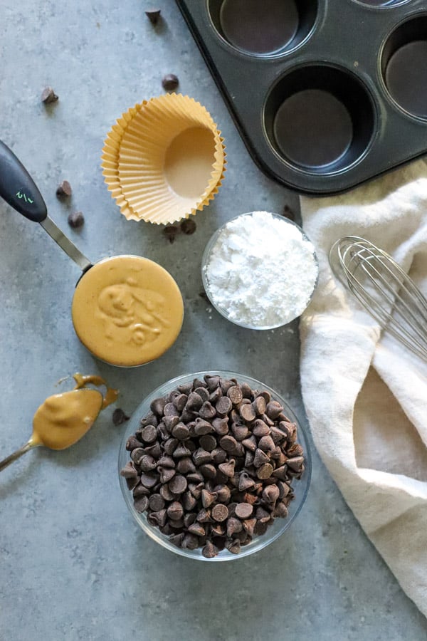 Homemade Peanut Butter Cups with ingredients