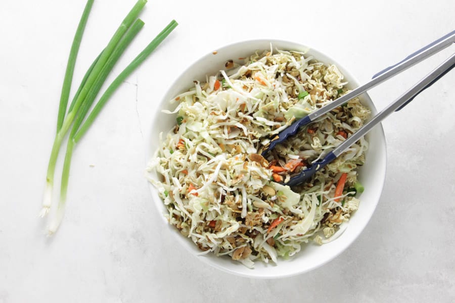 salad mixed in bowl.