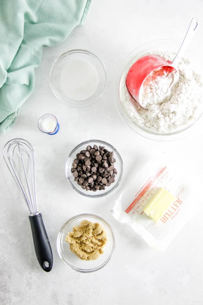 Cookie Bites Ingredients in glass bowls