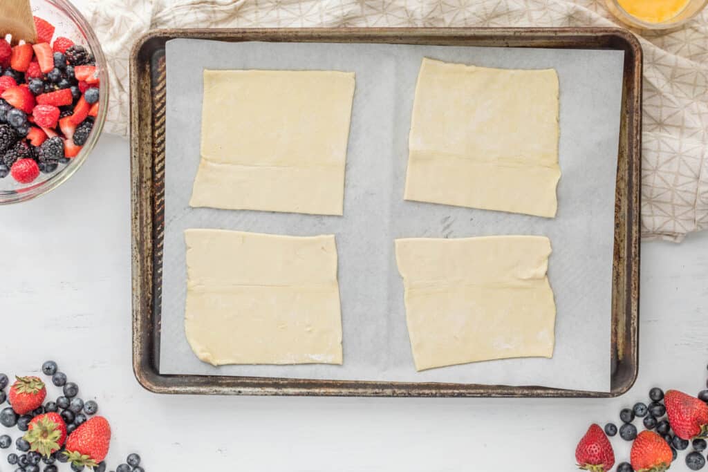 puff pastry on tray.