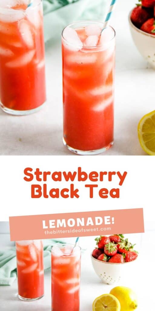 Refreshing Strawberry Black Tea Lemonade will be your new, favorite summer drink! With 5 ingredients, this will surely quench your thirst!