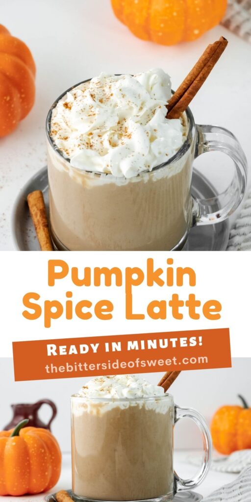 This Pumpkin Spice Latte taste just like the big chains! You can easily make it at home for the same great taste! Pumpkin Spice Latte collage