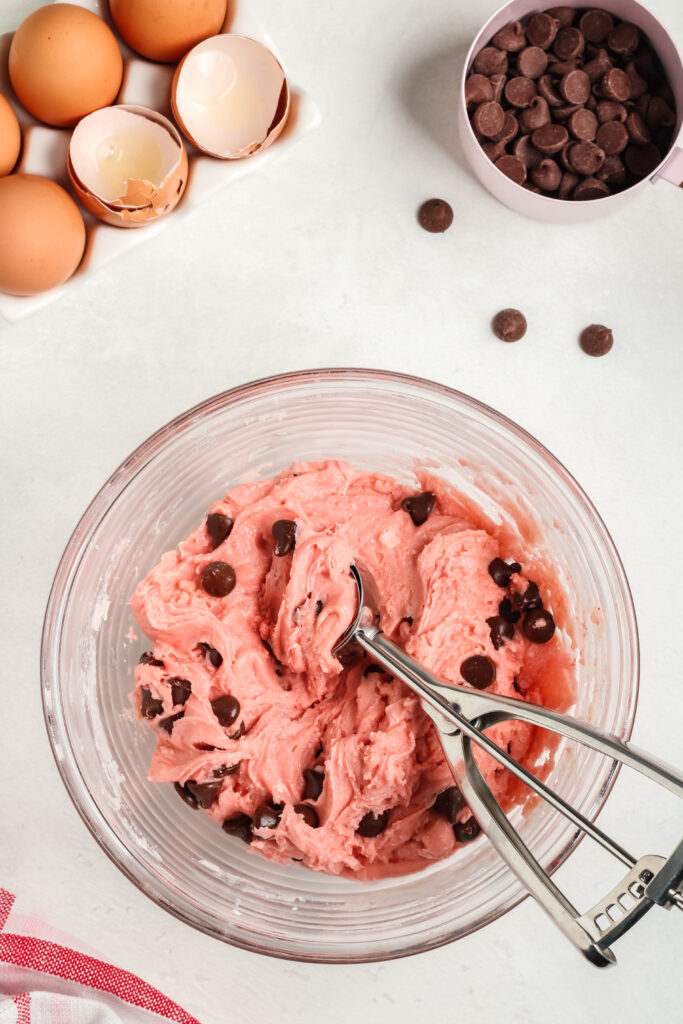 cookie scoop in bowl.