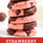 Strawberry Chocolate Cake Mix Cookies collage with text.