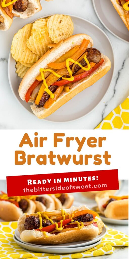 collage of Air Fryer Bratwurst.