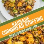 collage of cornbread stuffing.
