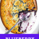 collage of blueberry cobbler.