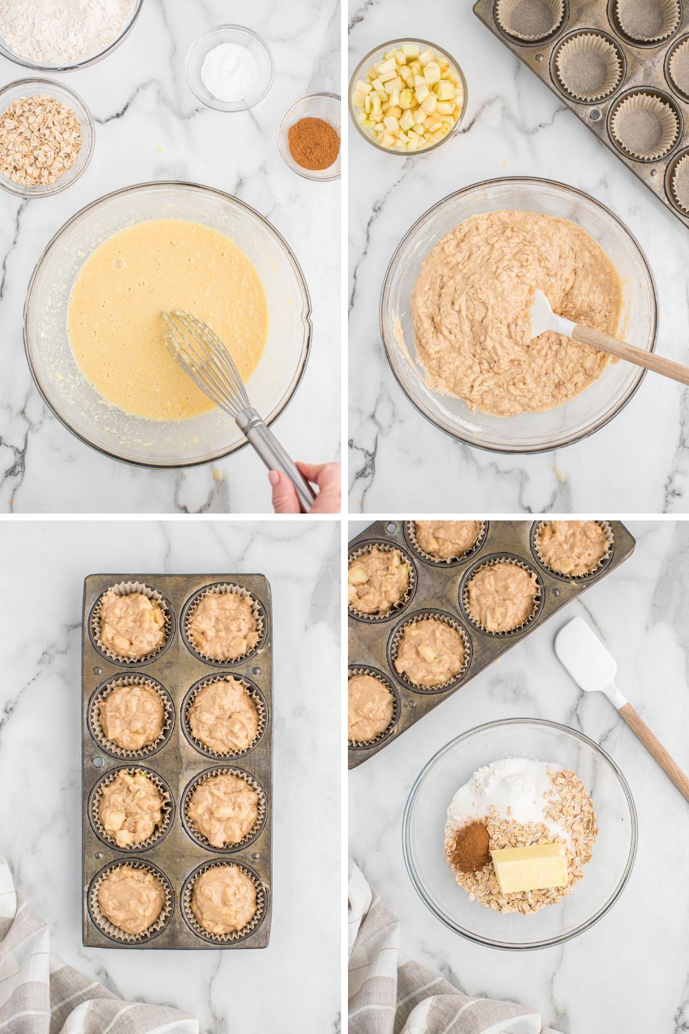 A delicious way to start the day is with these Apple Cinnamon Oatmeal Muffins. They are moist, slightly sweet and full of flavor! step by step photos for apple cinnamon oatmeal muffins.