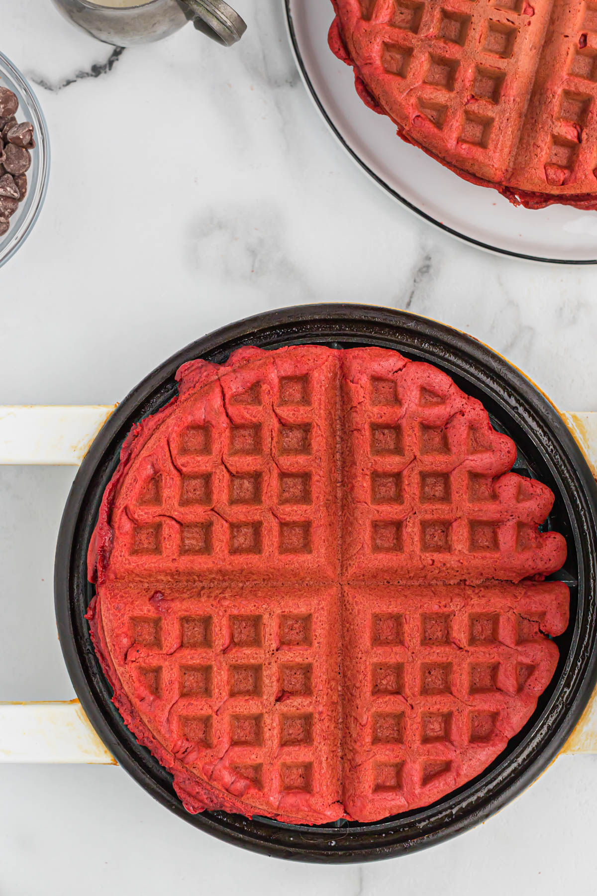 waffle cooked in Belgium waffle iron