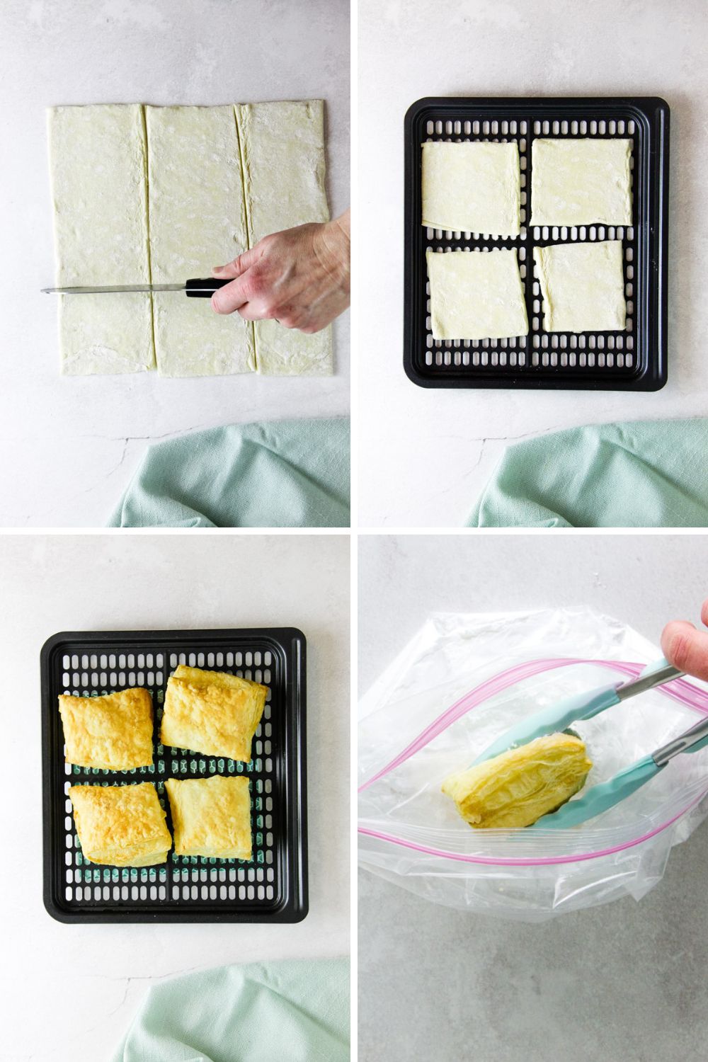Air fryer beignets step by step collage.