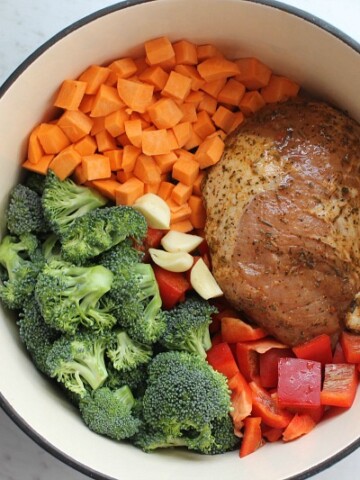 One Pot Roasted Garlic and Herbs Pork with Veggies | The Bitter Side of Sweet #RealFlavorRealFast