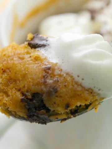 Chocolate Chip Pumpkin Mug Cake | The Bitter Side of Sweet #PumpkinWeek