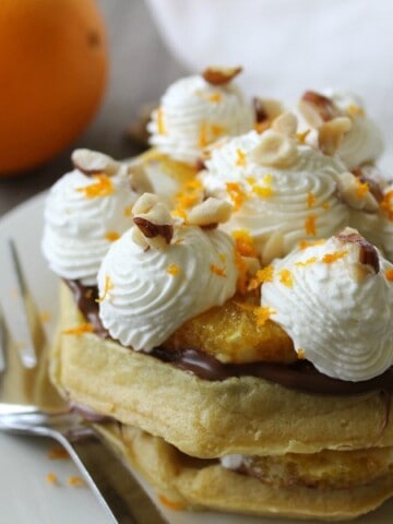 Chocolate Hazelnut Orange Waffle Cake | The Bitter Side of Sweet #ad #LeggoMyEggo #HearTheNews