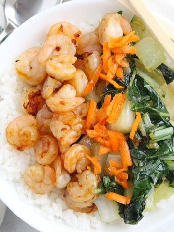Teriyaki Shrimp Rice Bowl with Bok Choy | The Bitter Side of Sweet #SundaySupper #shrimp #ricebowl
