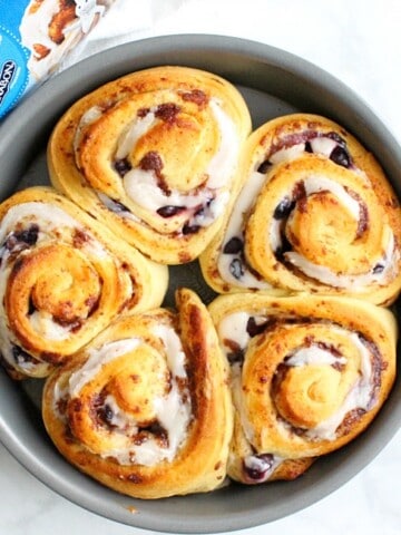 Lemon Blueberry Cheesecake Cinnamon Rolls | The Bitter Side of Sweet #ad #PillsburySpringBaking #lemon #blueberry #breakfast