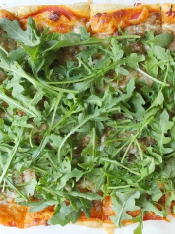 Puff Pastry Sausage and Arugula Pizza