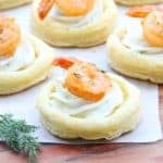 Spicy Shrimp Cream Cheese Tartlets on wood background