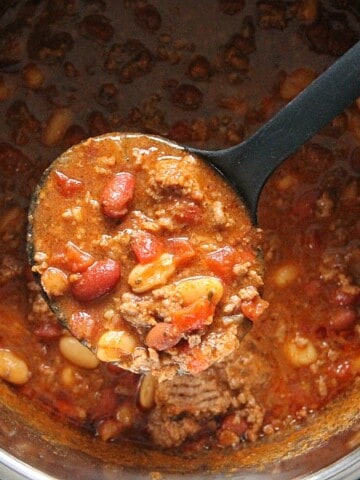 Instant Pot Three Bean Chili in pot