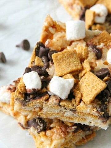 S'mores Marshmallow Treats on white background