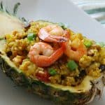 Pineapple Fried Rice in pineapple shell