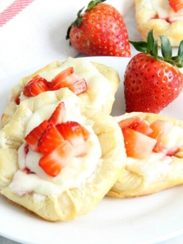 Strawberry Cream Cheese Danish on white plate