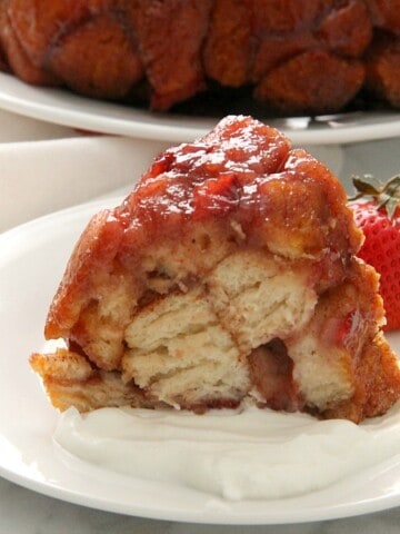 Strawberry Monkey Bread on white plate