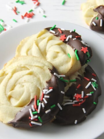 Italian Butter Cookies on white plate
