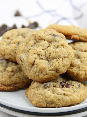 Oatmeal Chocolate Chip Cookies on white plate