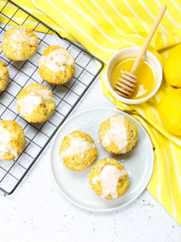 Lemon Chia Muffins on white plate
