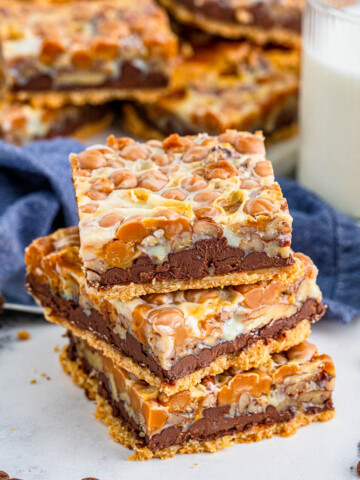 Turtle Magic Bars stacked on each other.