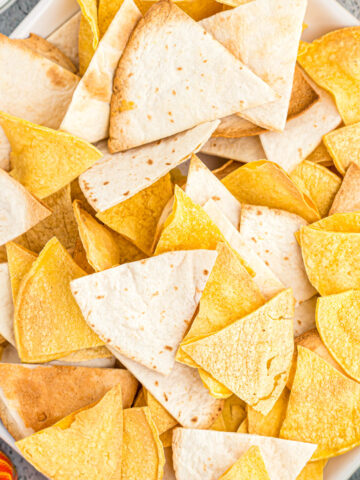 square image of Air Fryer Tortilla Chips 2 WAYS
