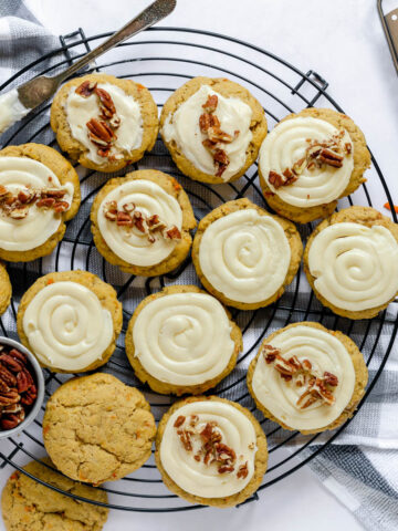 cookies on wire rack.