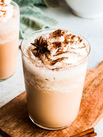 eggnog frappuccino in glass.