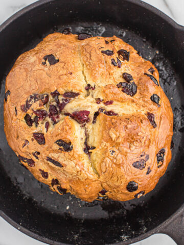 cooked soda bread in skillet